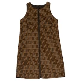 Fendi-FENDI Zucca Canvas one piece Shirt Brown Black Auth 36347-Brown,Black