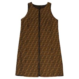 Fendi-FENDI Zucca Canvas one piece Shirt Brown Black Auth 36347-Brown,Black