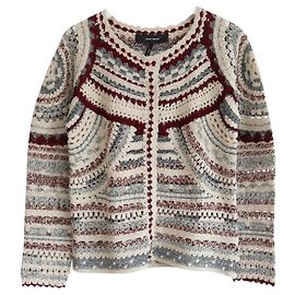 Isabel Marant Weston Crochet Jacket Silvery Cream Dark red