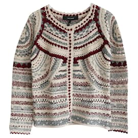 Isabel Marant-Isabel Marant Weston Crochet Jacket-Silvery,Cream,Dark red