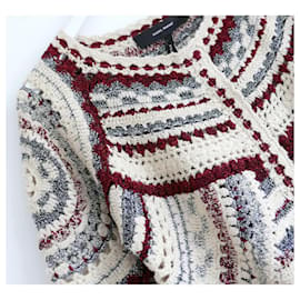 Isabel Marant-Isabel Marant Weston Crochet Jacket-Silvery,Cream,Dark red