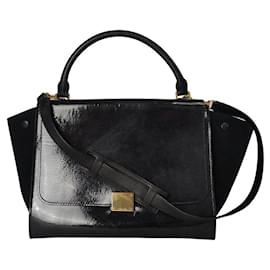 Céline-Celine Trapèze bag in black patent leather-Black