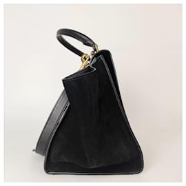 Céline-Celine Trapèze bag in black patent leather-Black