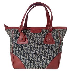Borsa Christian Dior Trotteur in tela e pelle Blu