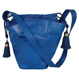 Dior-Sac seau vintage Christian Dior en cuir bleu clair-Bleu clair