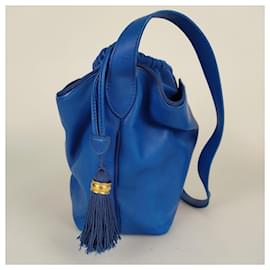 Dior-Borsa a secchiello vintage Christian Dior in pelle azzurra-Blu chiaro