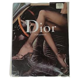 Dior-Dior nude nylon tights with rhinestones (Size 1)-Beige