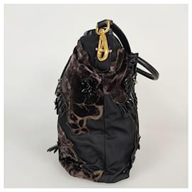 Prada-Prada nylon shoulder bag with velvet applications-Black
