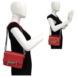 Tod's-Tod's Double T shoulder bag in red leather with chain-Red