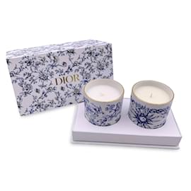 Christian Dior-White and Blue Porcelain 2 Scented Candles Set-Blue