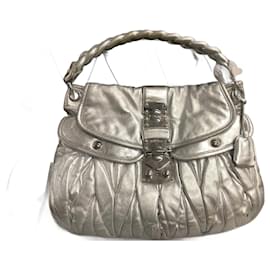 Miu Miu-Metallic Matelasse Coffer Handbag-Silvery