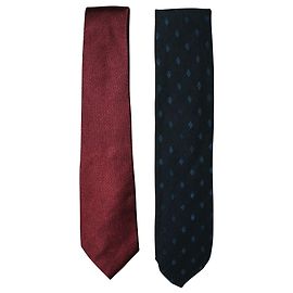 Giorgio Armani Conjuntos de duas gravatas: Borgonha e Blue Print Azul