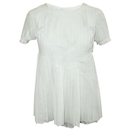 Sacai-Ivory Pleated Top-White,Cream
