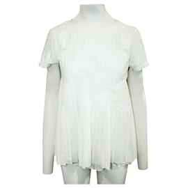 Sacai-Ivory Pleated Top-White,Cream