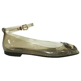 Fendi-Brown Transparent Jelly Flat Sandals-Brown