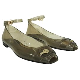 Fendi-Brown Transparent Jelly Flat Sandals-Brown