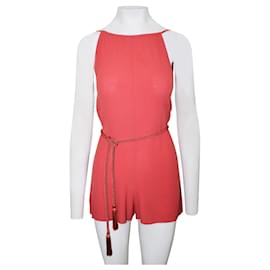 Reformation-Coral Open Back Romper -Orange,Coral