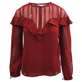 Rebecca Minkoff Bordeauxrote Bluse mit Rüschen Rot Bordeaux