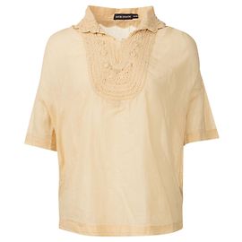 Antik Batik Camicetta con colletto all'uncinetto Giallo