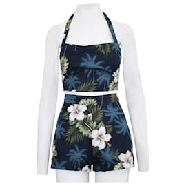 Reformation-Blue Floral Print Top and Shorts set-Other