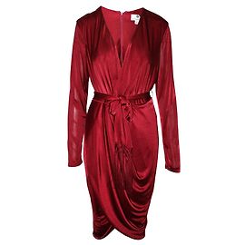 Altuzarra Vestido elegante vermelho vinho com decote em V profundo Vermelho
