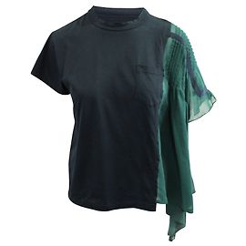 Sacai Top asimétrico azul marino y verde oscuro Azul
