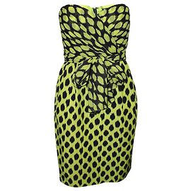 Dkny Mini-robe sans bretelles imprimée vert fluo/jaune Vert