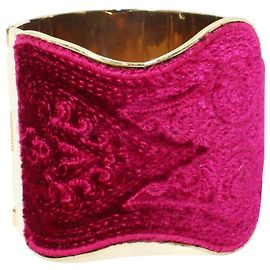 Etro Fuschia Velvet & Metallic Gold Bangle Golden Metallic