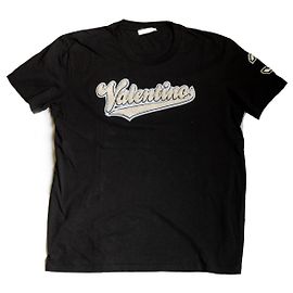 T-shirt Valentino in cotone con patch logo nero Nero