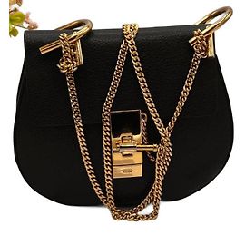 Chloé Drew leather handbag black gold hardware Black Gold hardware