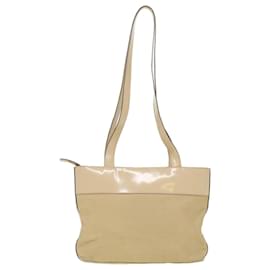 Céline-CELINE Shoulder Bag Enamel nylon Beige Auth 36352-Beige