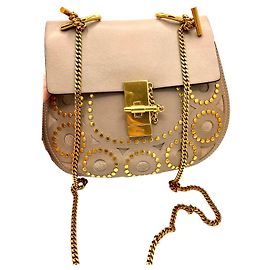 Clutch Chloé Drew em couro bege Bege