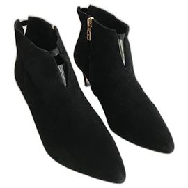 Autre Marque Botins Parallèle em camurça preta Preto
