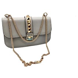 Sac à main Valentino Garavani Glam Lock en cuir bleu clair Bleu clair