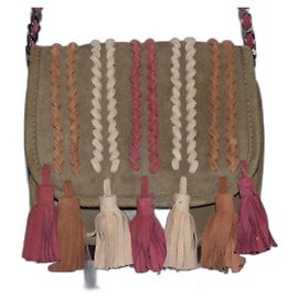 Sac Cameraboy Ikks en Daim Kaki Rouge Beige Kaki Marron clair