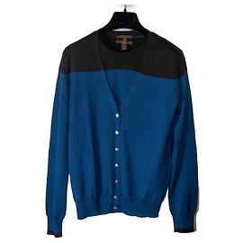 Louis Vuitton Twin-Set Schwarz Blau Seide Kaschmir Wolle Schwarz Marineblau