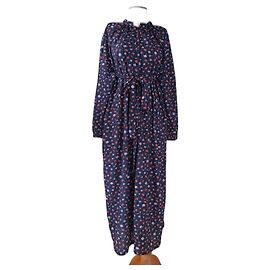 Robe Leaf Henrik Vibskov Bleu Marine Imprimé Fleuri Multicolore