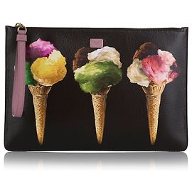 Dolce & Gabbana Dolce&Gabbana Schwarzer Vitello Stampato Eisbeutel Andere