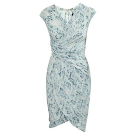 Dkny Blue Print Draped Dress Blue