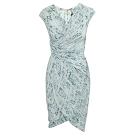 Dkny Robe Drapée Imprimée Bleue Bleu