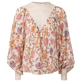 Antik Batik Blusa de crochê com acabamento em renda Outro