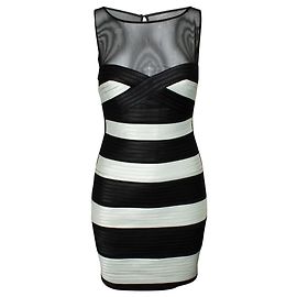 Bcbg Max Azria Black and White Slim Fit Dress Black