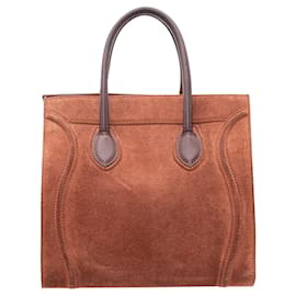 Céline-Suede and Leather Medium Phantom Cabas Bag-Orange