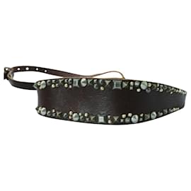 D&G-Brown Leather Belt with Studs-Brown