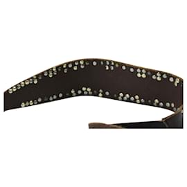 D&G-Brown Leather Belt with Studs-Brown