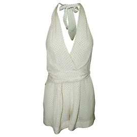 Zimmermann Halter Neck Ivory Polka Dot Romper White Cream