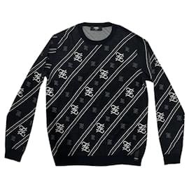Fendi Kaligraphy Wollpullover Schwarz Schwarz