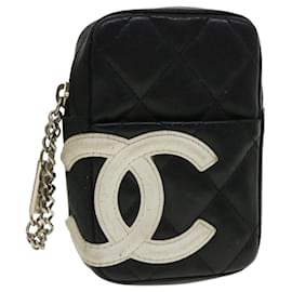 Chanel-CHANEL Cigarette Case Caviar Skin Black CC Auth th3351-Black