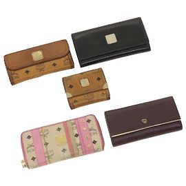 MCM Visest Wallet PVC Leather 5Set Black Brown beige Auth ti871 Brown Black Beige