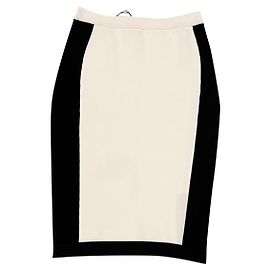Jupe crayon Balmain noire et blanche en viscose Noir Blanc